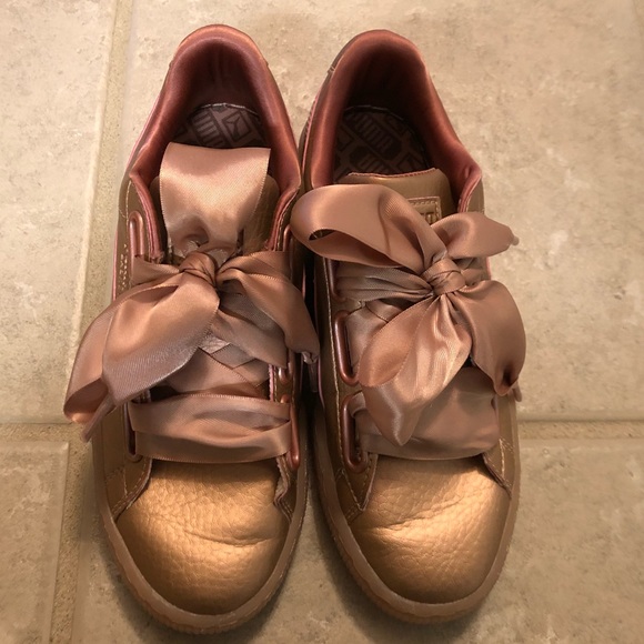 Puma Basket Heart Sneakers in Pink - Picture 1 of 4